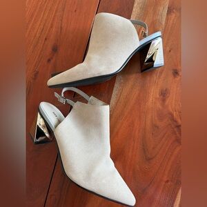 United Nude Tan Heeled Boots with Gold Accents